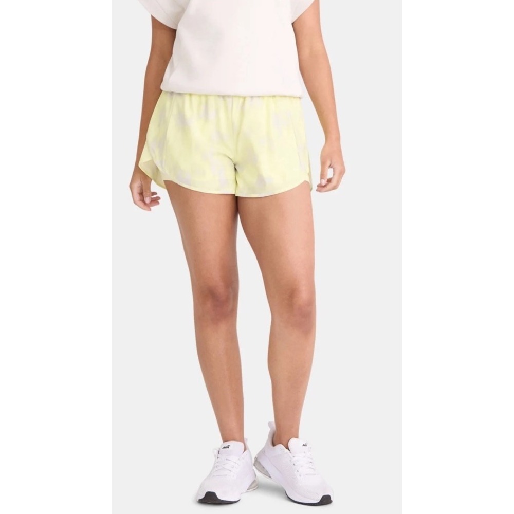 Avia Women's Running Shorts with Bike Liner Size S Yellow Pastel Gray Comfort‎
